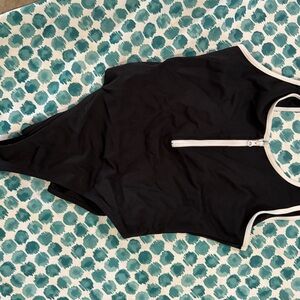 PrettyLittleThing Black Swimsuit with White Accents